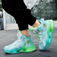Boy's Rotating Buckle Basketball Shoes, Breathable and Non Slip