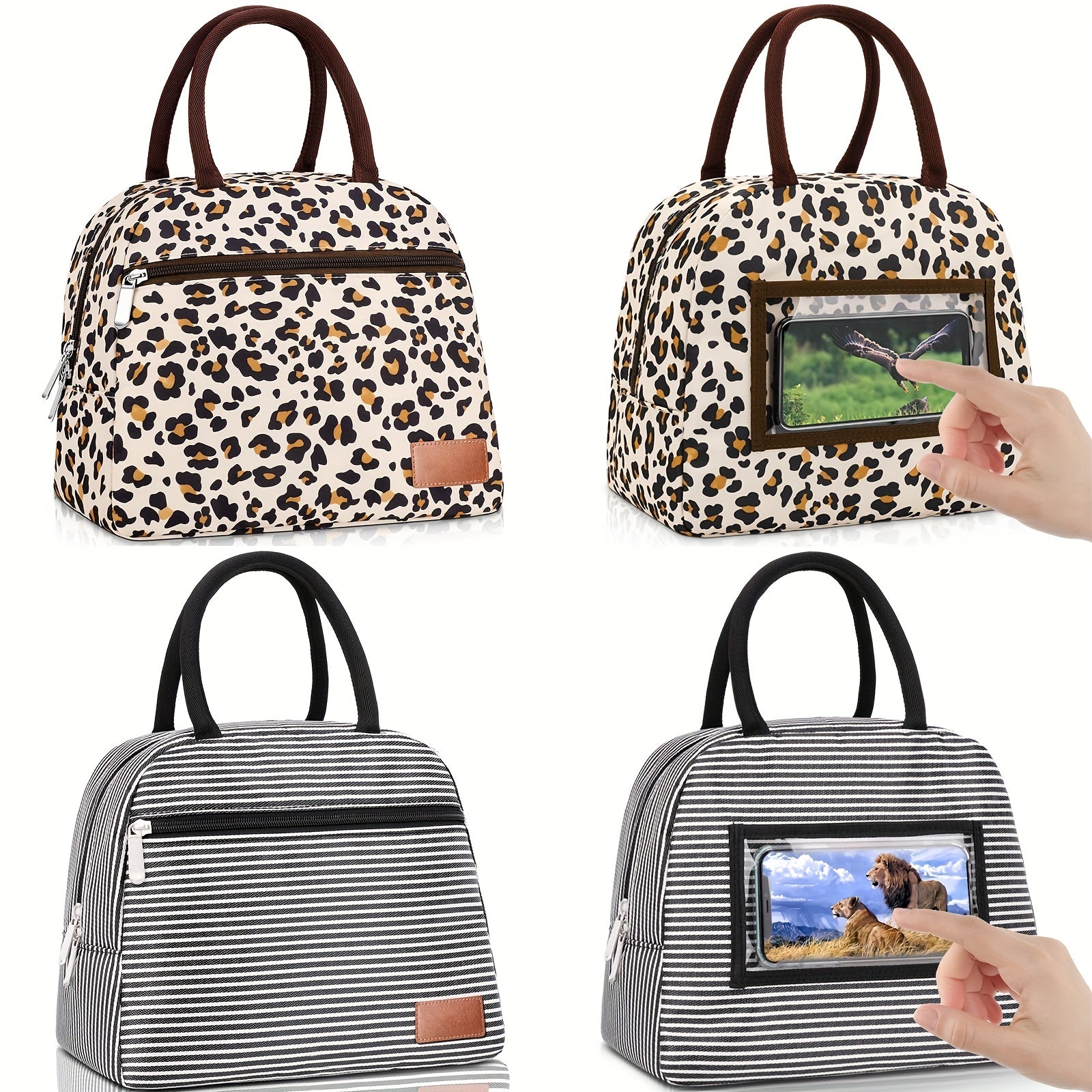 Leopard Print Insulated Lunch Bag Leakproof Reusable for Office School