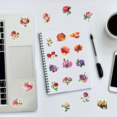 50pcs Flower Stickers Scrapbooking DIY Arts Crafts Journals