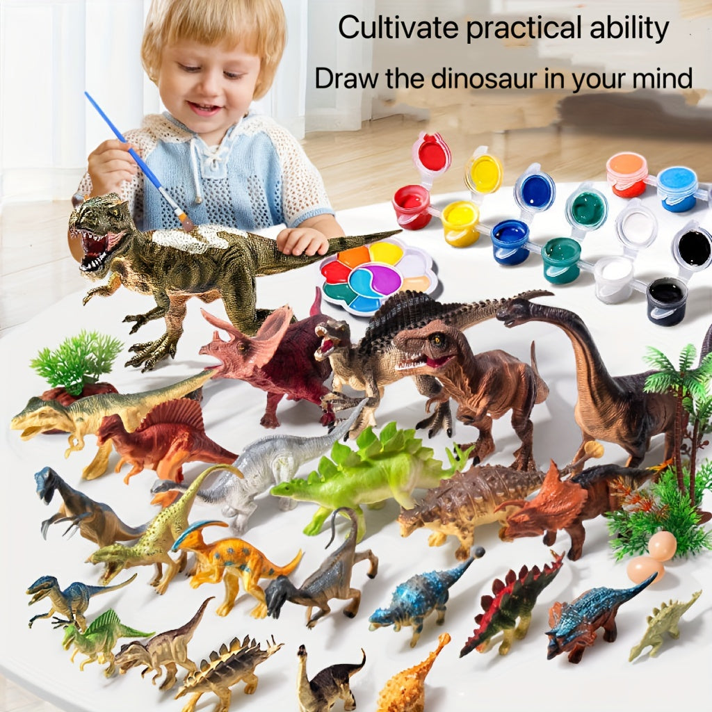 6pcs Dinosaur Coloring Set for Boys and Girls - 3D Animal Painting Toys