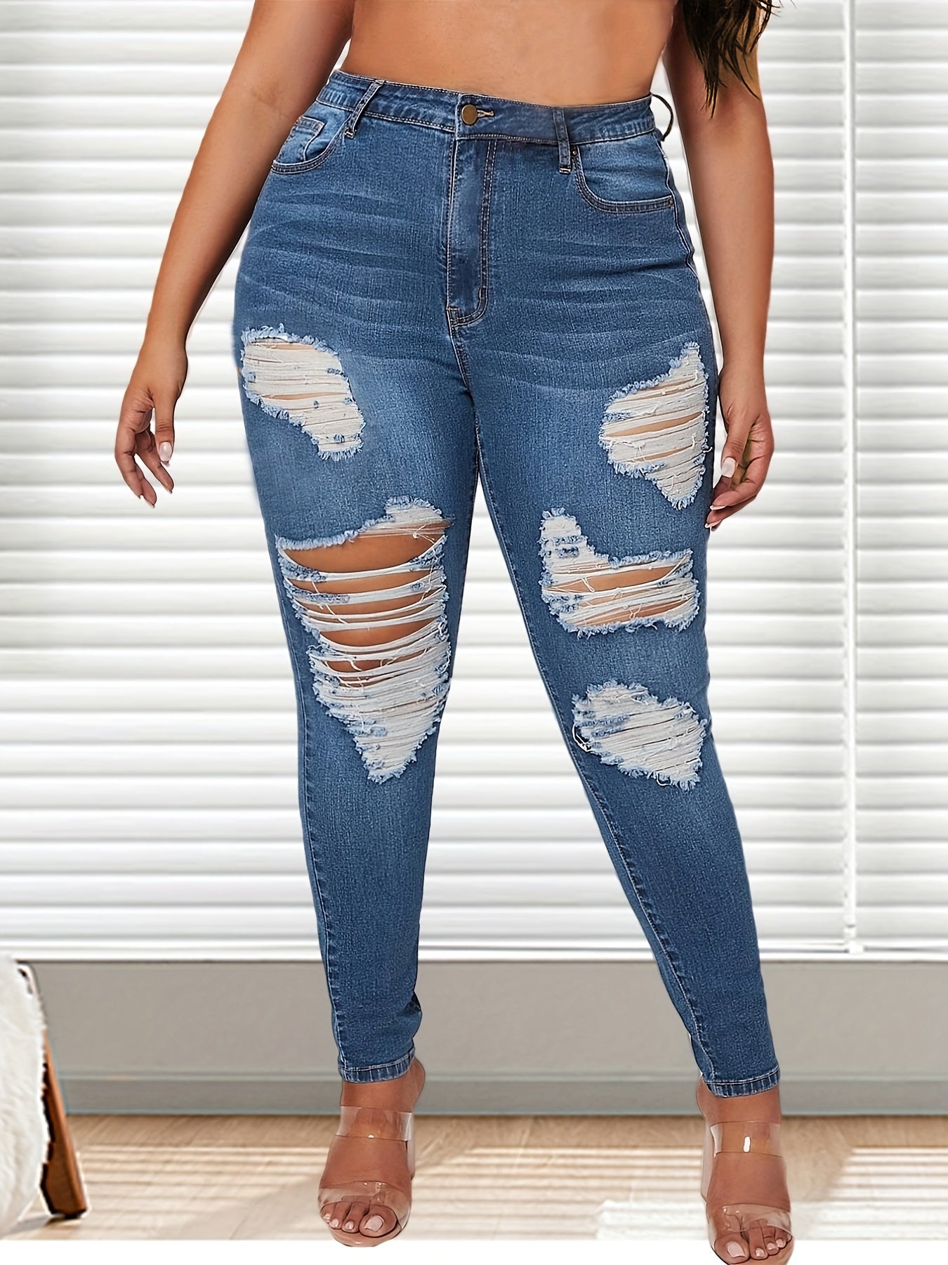 High Rise Skinny Denim Jeans Women's Plus High Stretch Casual Jeans