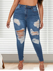 High Rise Skinny Denim Jeans Women's Plus High Stretch Casual Jeans