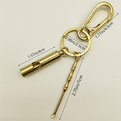 Copper Alloy Whistle Ear digging Spoon Keychain Outdoor Gift
