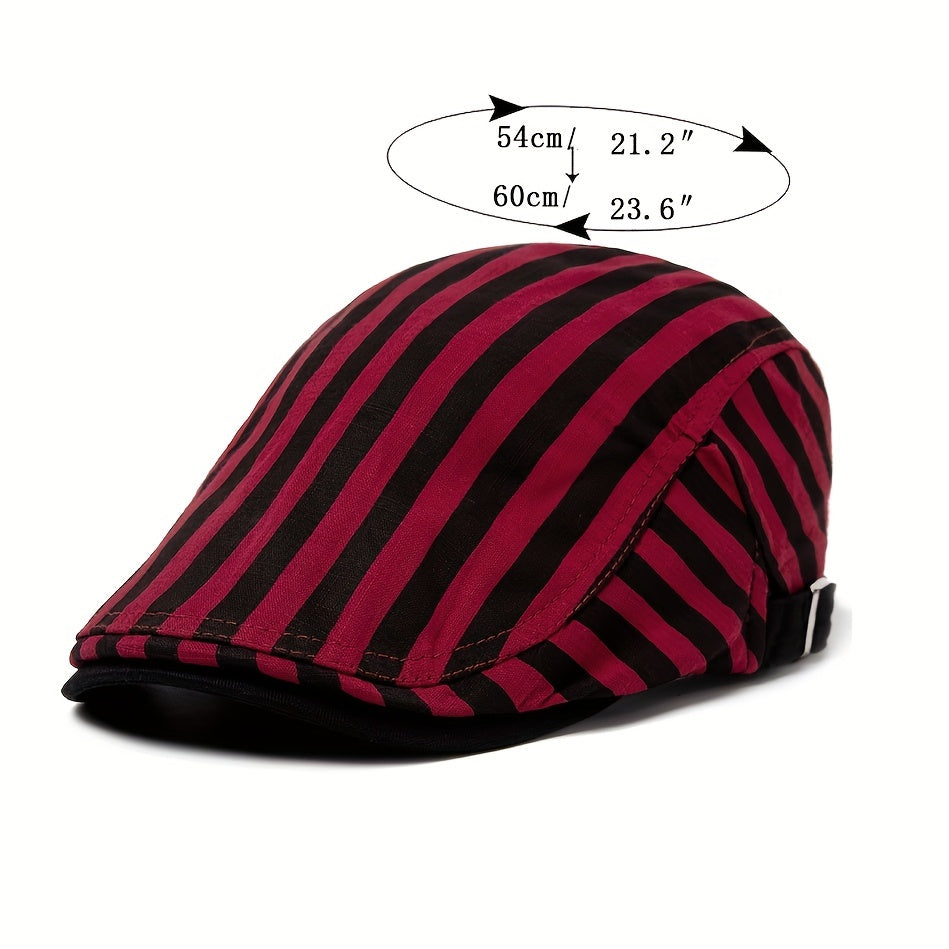 CNTANG Summer Thin Stripes Beret Men's Flat Cap Vintage Casual Boina