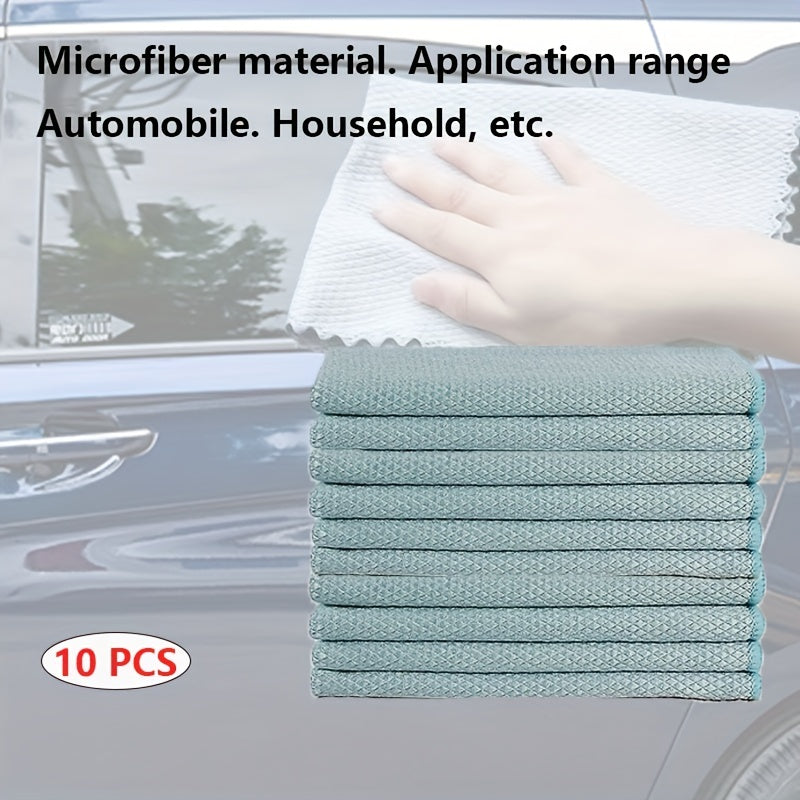 Microfiber Cleaning Towels 10pcs: Absorbent Hand Towels for Car Glass & Kitchen