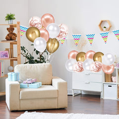 50pcs 12in Rose Golden Confetti Balloon Set - Party, Wedding Shower Decoration