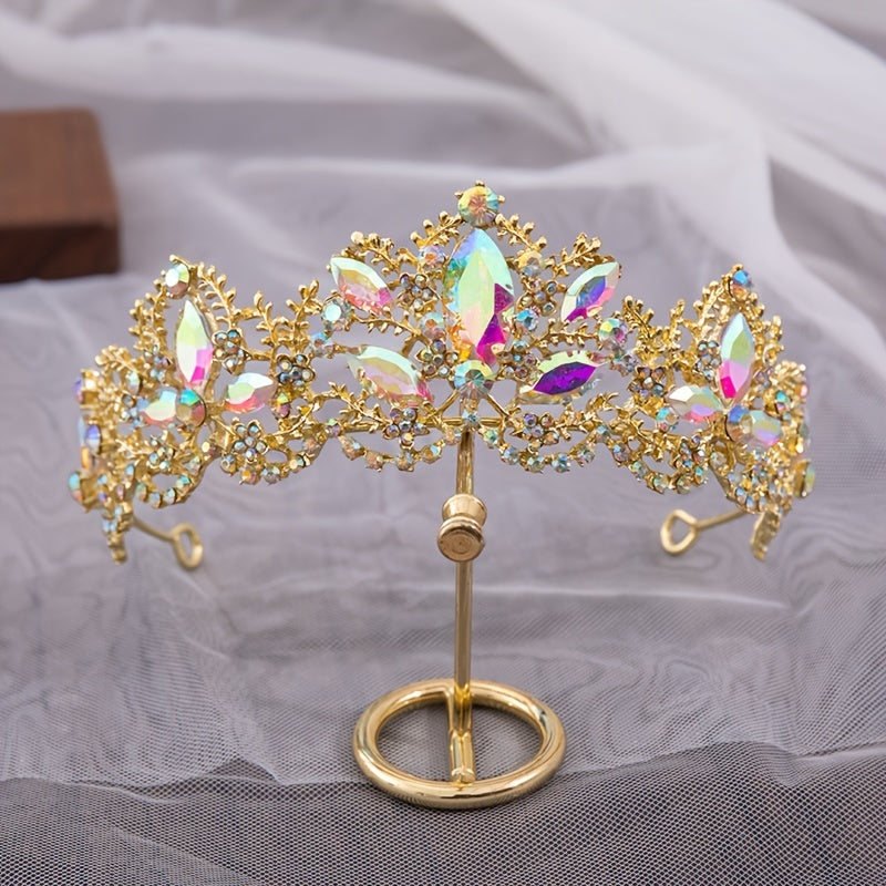 Colorful Rhinestone Crown Headband Tiara Wedding Hair