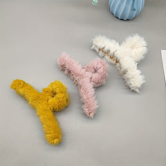 3pcs Plush Claw Clips Ponytail Buckle Girls Hair Accessories