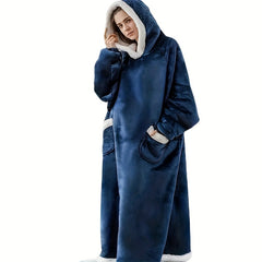 Lamb Fleece Hooded Wearable Blanket Unisex Comfortable with Pockets