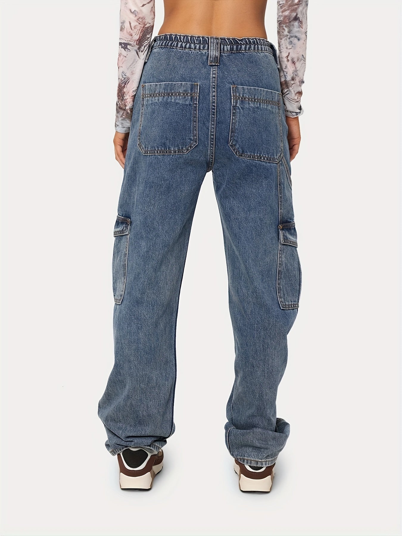 Y2K Denim Cargo Pants Loose Fit Vintage Style