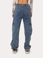 Y2K Denim Cargo Pants Loose Fit Vintage Style