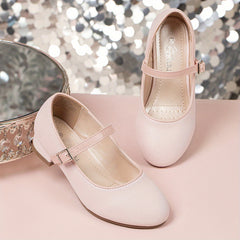 Girl's PU Leather Princess Low Heel Sandals