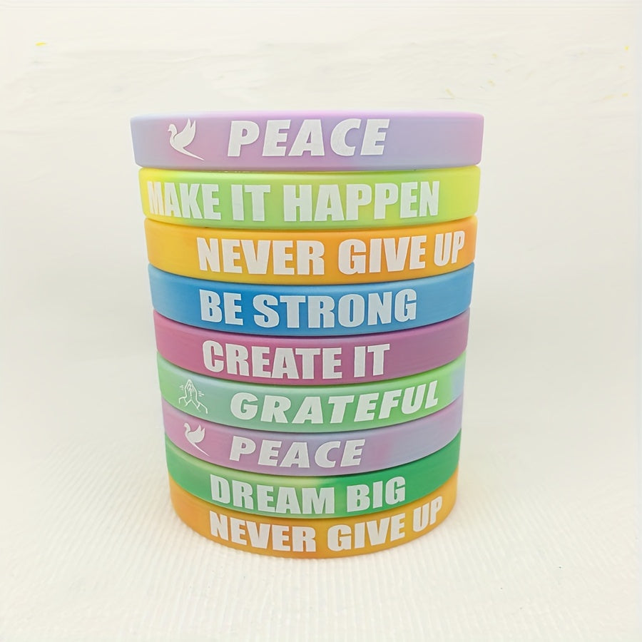 5Pcs Never Give Up Motivational Silicone Bracelet Fitness Wristband