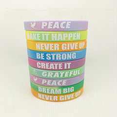 5Pcs Never Give Up Motivational Silicone Bracelet Fitness Wristband