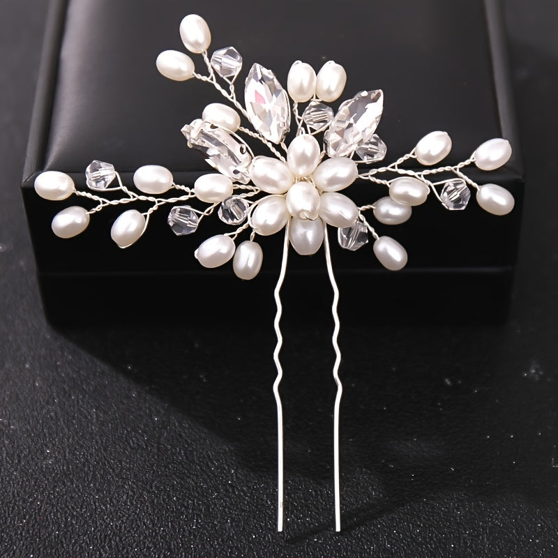 Wedding Bridal Hair Comb Crystal Faux Pearl Rhinestone Hairpin