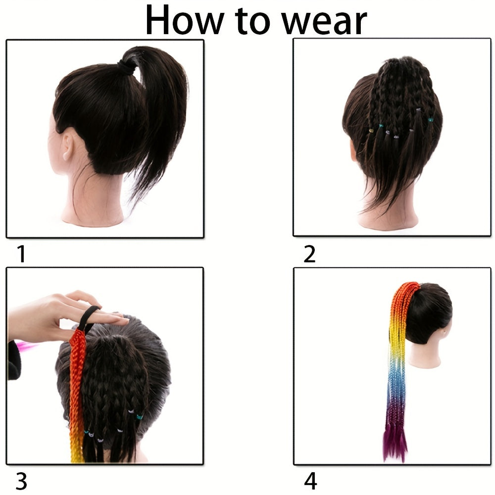 24" 60 Dreadlock Hair Tie Wig Colored Braid Hip Hop Style Elastic