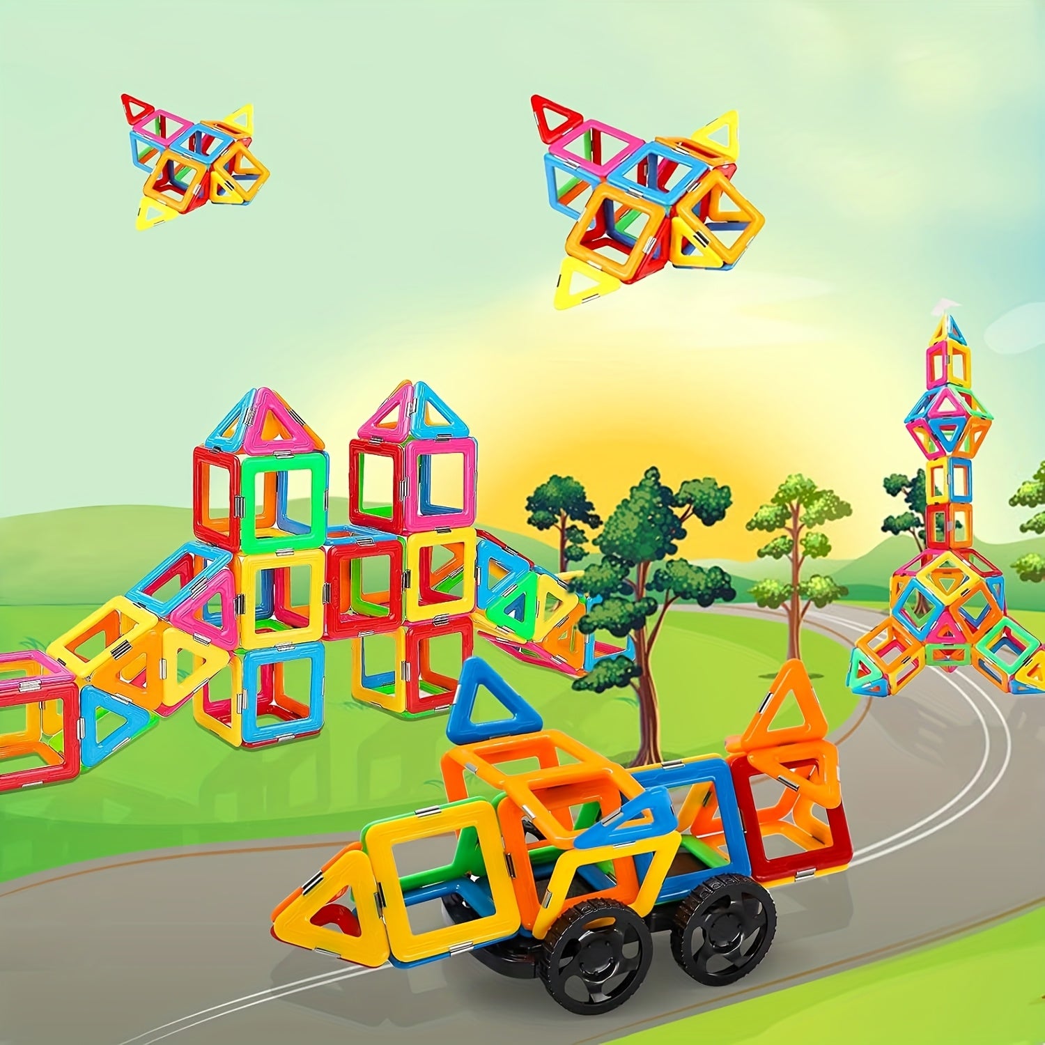 Magnetic Building Blocks 32p Set for 3 Year Old Boys and Girls