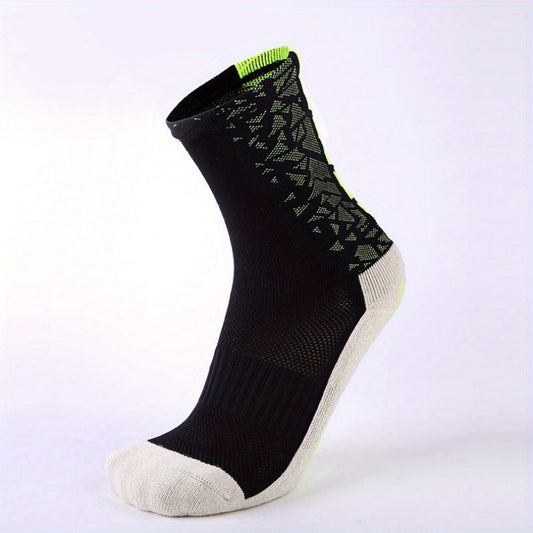 Non-slip Breathable Mid-calf Football Socks, 1 Pair