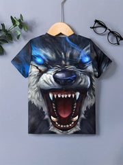 Boy's Fierce Wolf Graphic T shirt Casual Breathable Tee Kid's Clothing