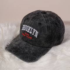 Distressed Denim Baseball Cap Embroidered Women's Sports Hat