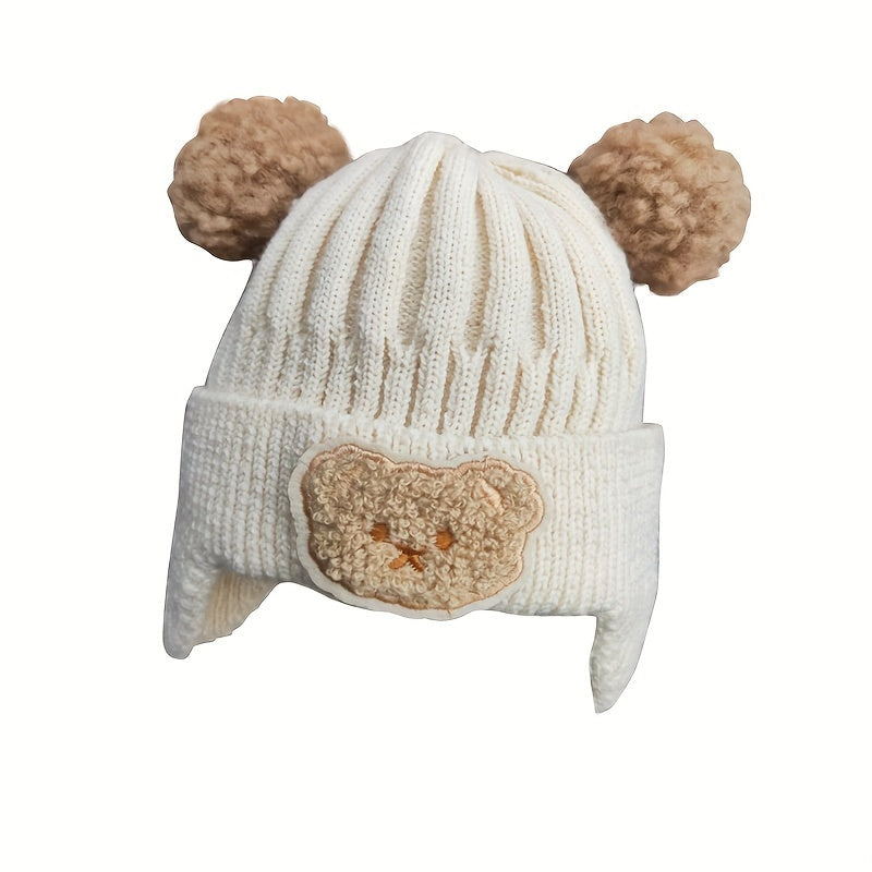 Winter Baby Beanie Bear Ear Protection Knitted Hat Boys Girls Warm Hat