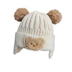 Winter Baby Beanie Bear Ear Protection Knitted Hat Boys Girls Warm Hat