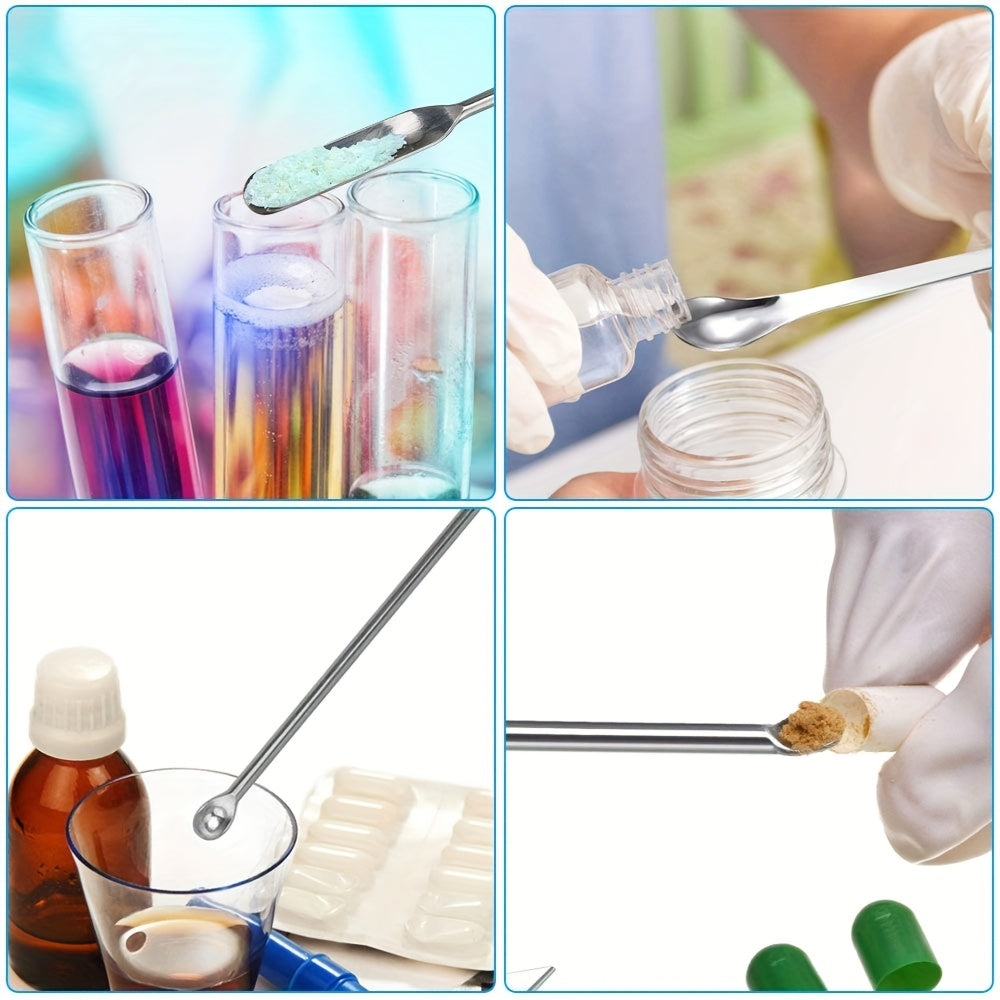 12pcs Lab Spatula Stainless Steel Micro Laboratory Scoops Mixing Spoon