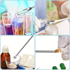 12pcs Lab Spatula Stainless Steel Micro Laboratory Scoops Mixing Spoon