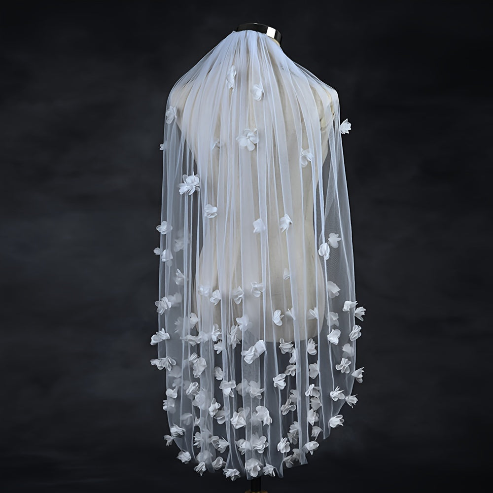 3D Floral Bridal Veil with Accents
