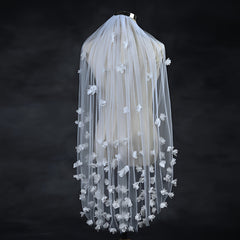 3D Floral Bridal Veil with Accents
