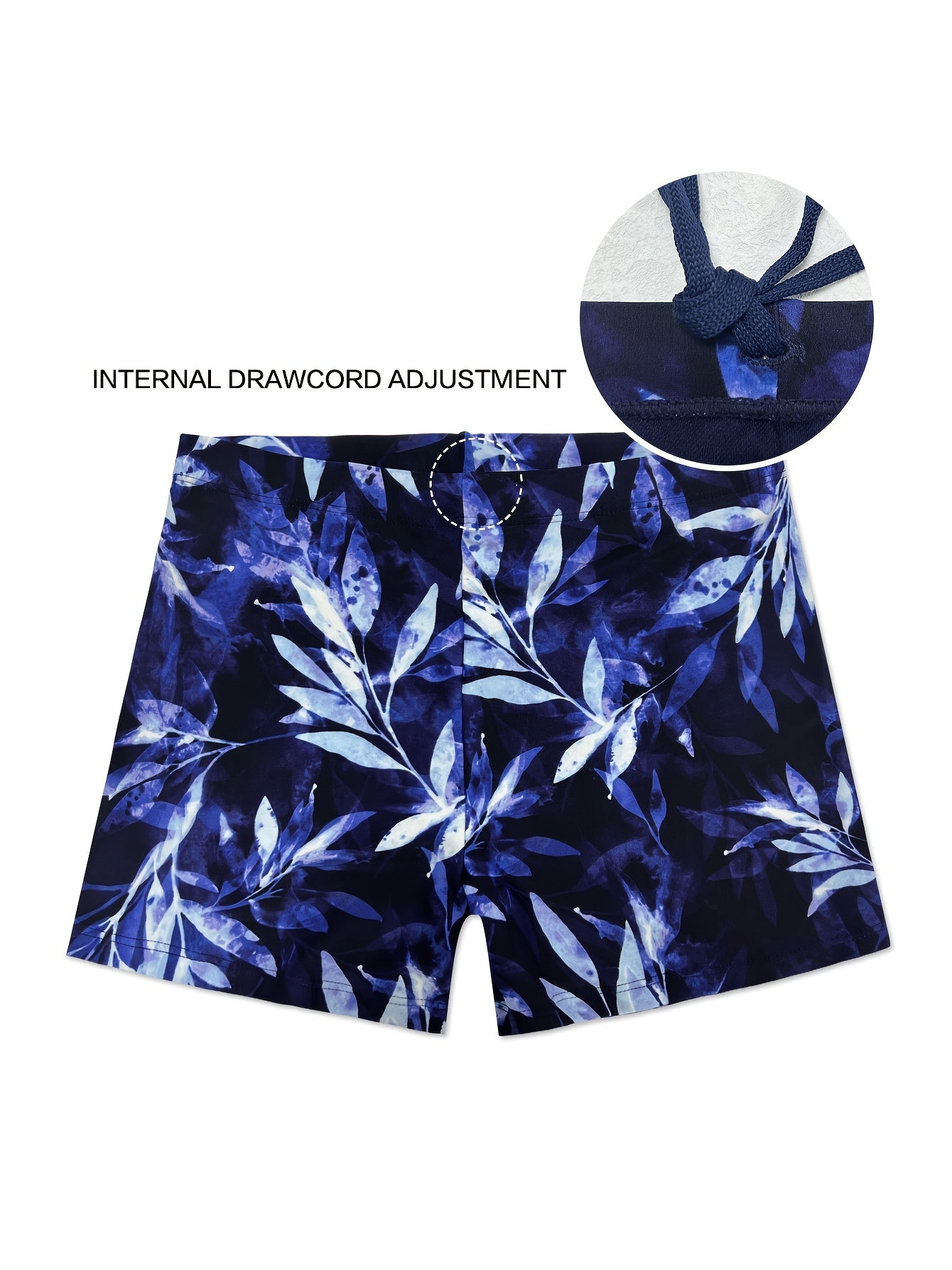 Men's Leaf Print Swim Boxers Hawaiian Style Swimsuit Shorts