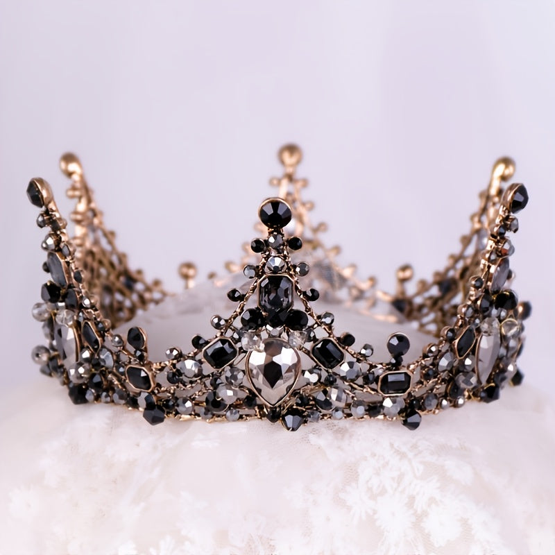 Baroque Crown Bridal Crystal Tiara Crown Gothic Wedding Headpiece Vintage Queen
