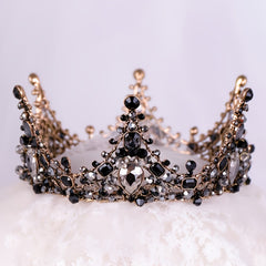 Baroque Crown Bridal Crystal Tiara Crown Gothic Wedding Headpiece Vintage Queen