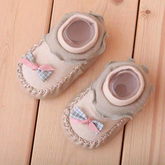 Baby Girls Bowknot Leather Floor Socks Non-slip Soft Shoes And Socks
