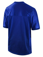 Men's American Football Jersey Mesh Rugby Shirt V Neck Short Sleeve Sports Top