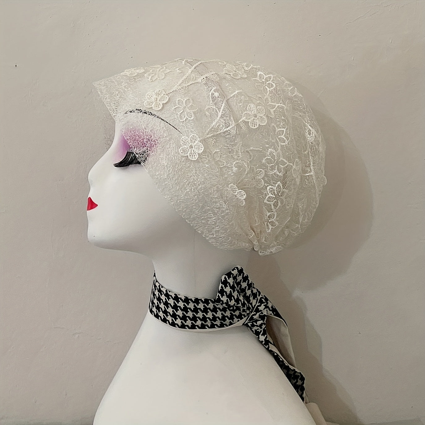 Flower Embroidery Lace Beanie Thin Breathable Turban Cap Head Wrap