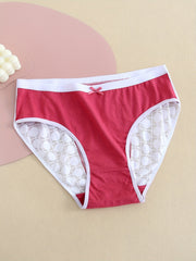 6 Pack Plus Size Seamless Colorblock Lace Briefs Set