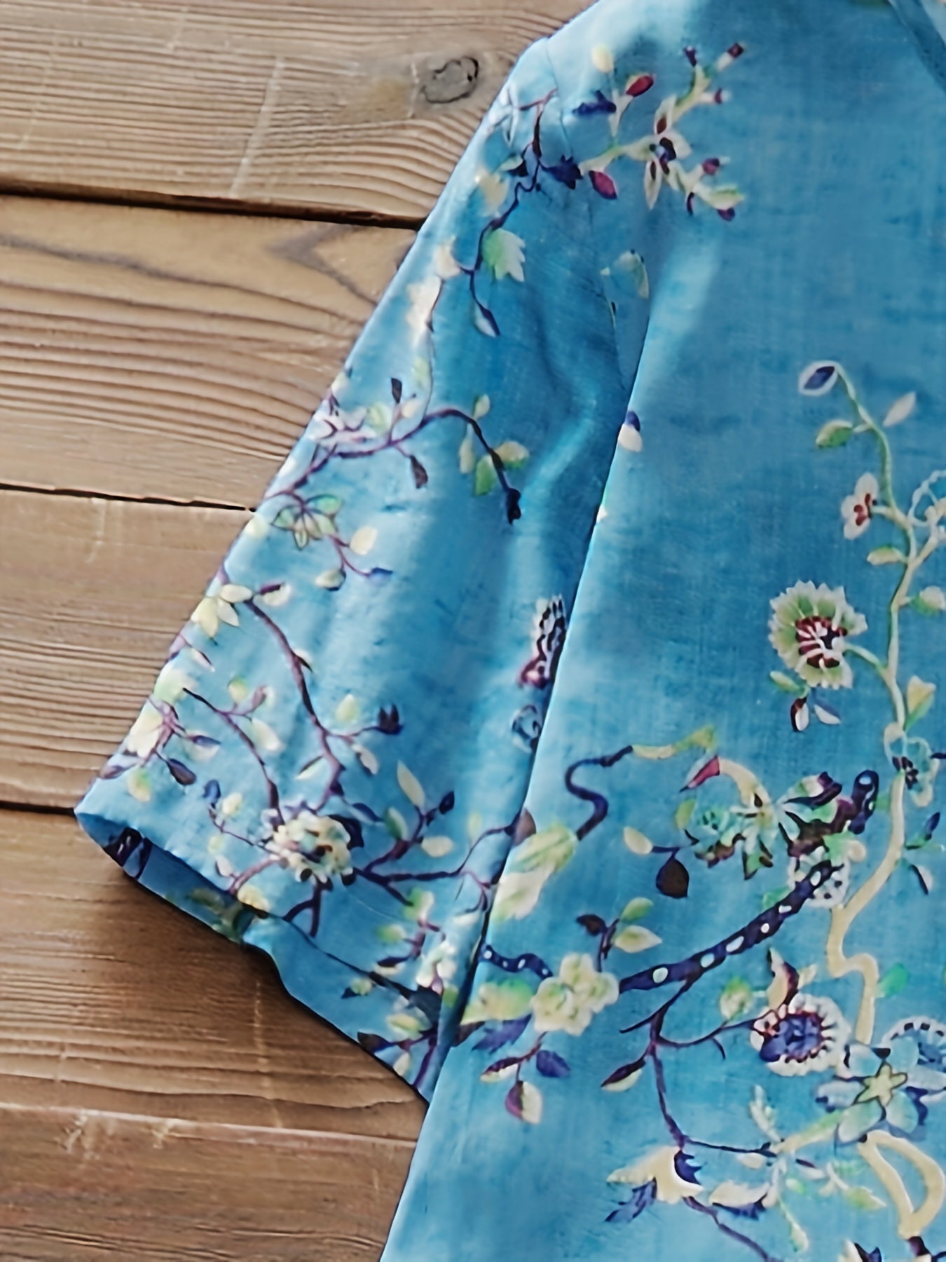 Floral Print Short Sleeve Round Neck Smock Dress