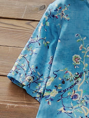 Floral Print Short Sleeve Round Neck Smock Dress