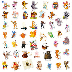 50pcs Animal Concert Stickers Waterproof Vinyl Music Sticker Cartoon Sticker