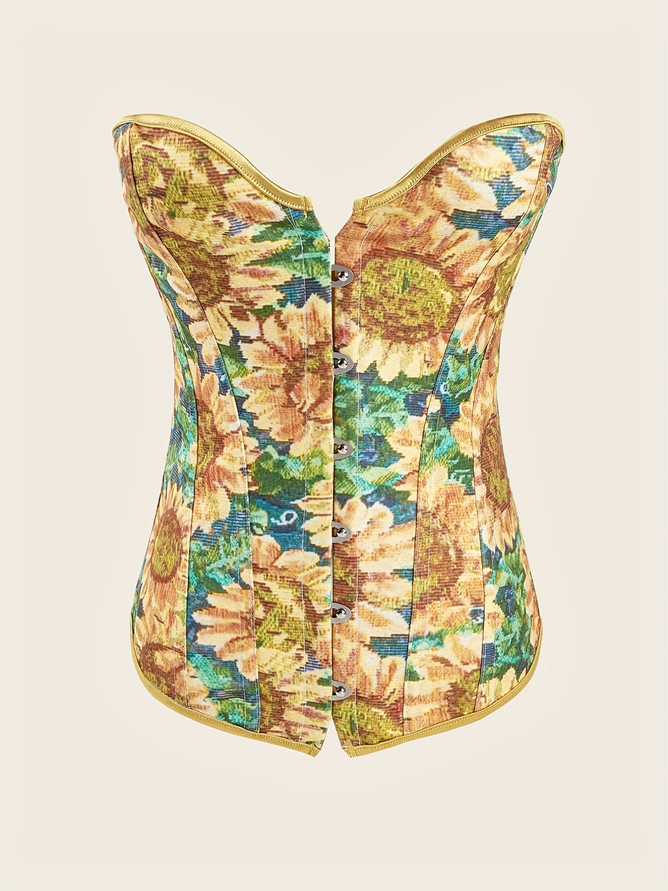 Corset Women's Plus Painting Print Grommet Lace Up Back Tummy Control