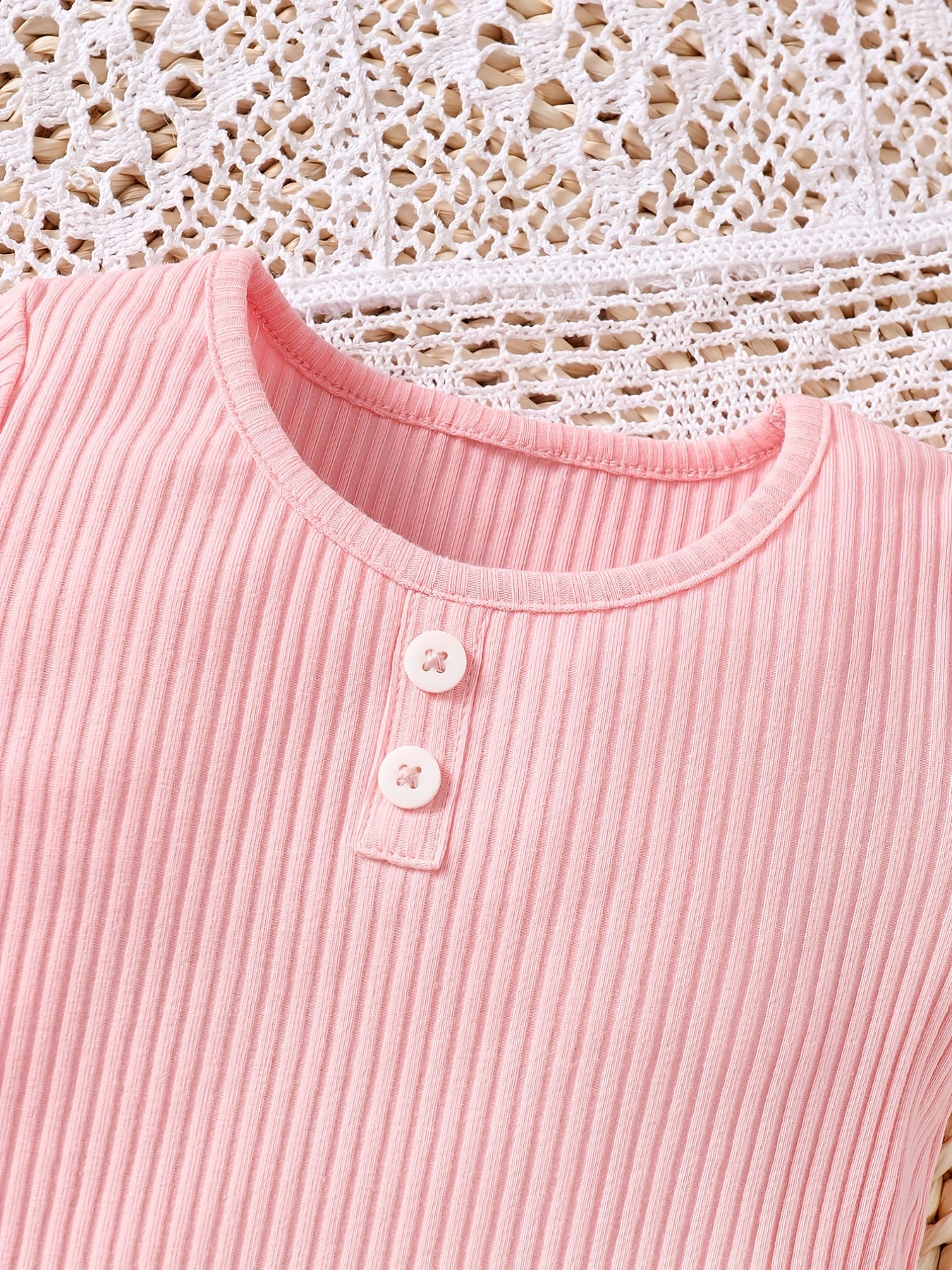 Baby Girls Summer Knitted Short Sleeve T-shirt 3pcs Set