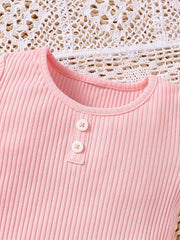 Baby Girls Summer Knitted Short Sleeve T-shirt 3pcs Set