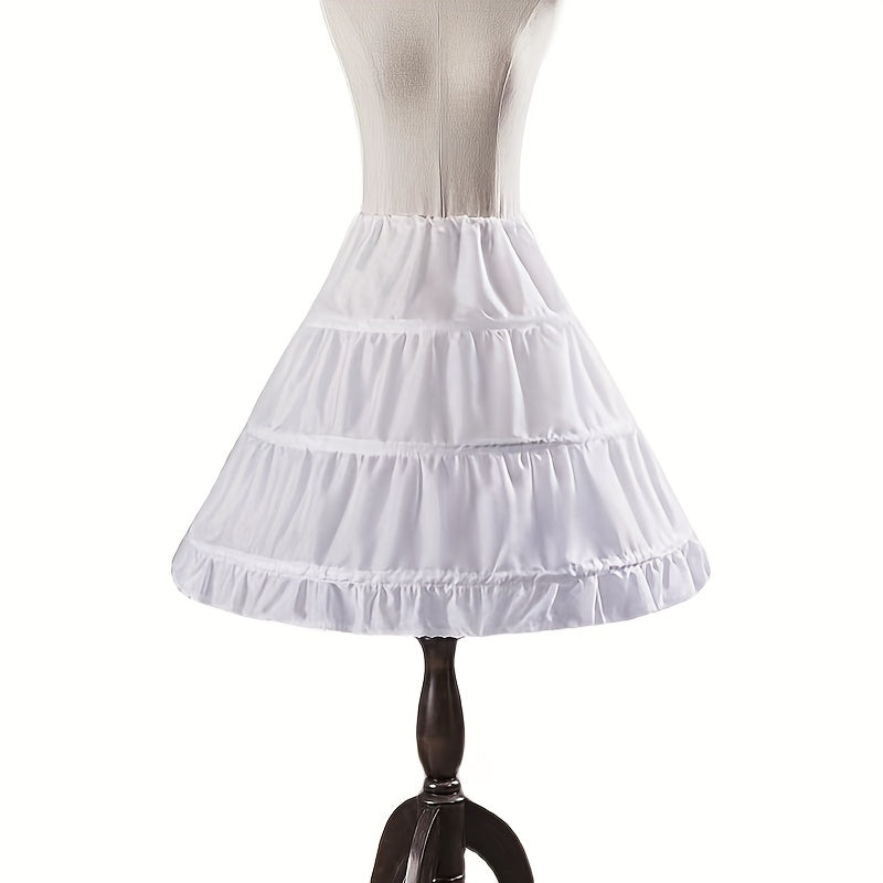 Girls 4-Hoop Crinoline Petticoat Full Length Flower Girl Underskirt