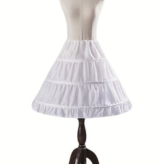 Girls 4-Hoop Crinoline Petticoat Full Length Flower Girl Underskirt