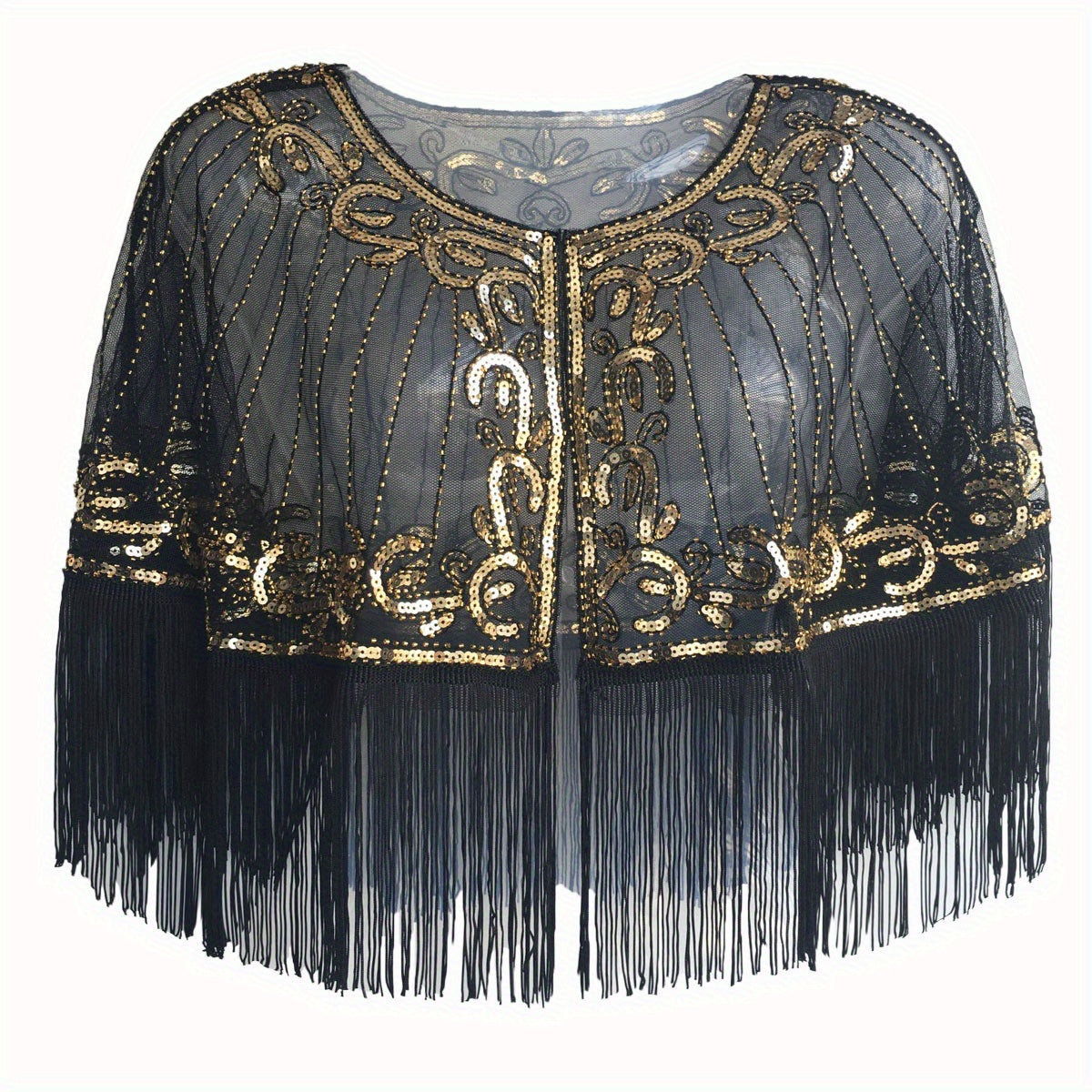 1920s Retro Sequin Shawl Tassel Wrap Flapper Shawls