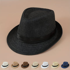 Vintage Straw Sun Hat Lightweight Travel Trilby Hats