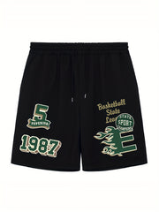 Men's Bball State League Graphic Shorts Stretchy Comfy Summer Daily Casual Pants