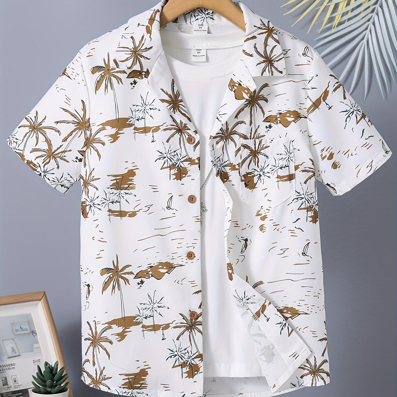 Coconut Tree Boys Full Print Casual Shirt Summer Outdoor
