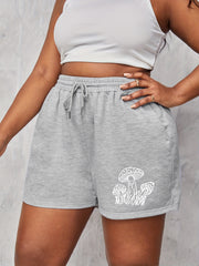 Mushroom Print Drawstring Shorts